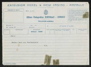 Brief von Gerhart Hauptmann an Robert Faesi