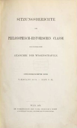 Sitzungsberichte. 94. 1879