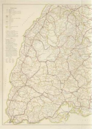 Straßen- und Entfernungskarte der franz. Besatzungszone von Württemberg, Baden und Hohenzollern