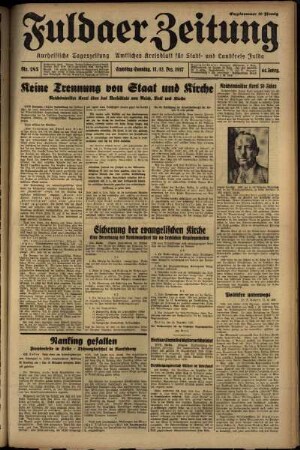 Erste Ausgabe vom Sonntag, den 12. Dezember 1937.