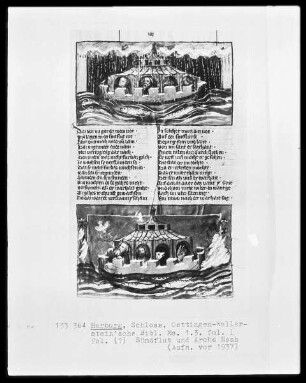 Ms. 1.3. Folio I. (?), Sintflut und Arche Noah