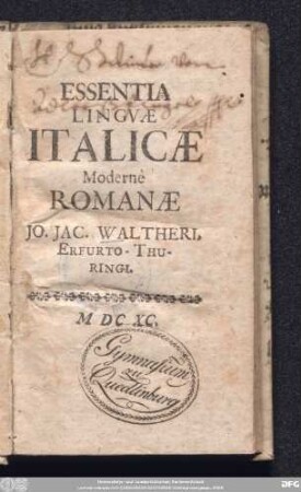 Essentia Linguae Italicae, Modernè Romanae