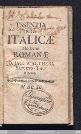 Essentia Linguae Italicae, Modernè Romanae