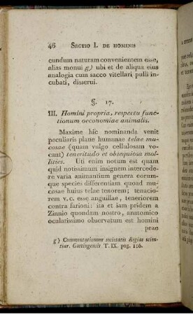 III. Homini propria, respectu functionum oeconomiae animalis