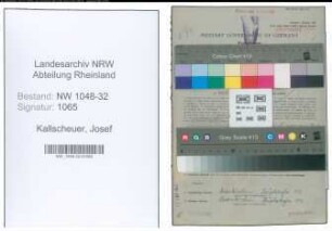 Entnazifizierung Josef Kallscheuer , geb. 02.07.1889 (Beamter)