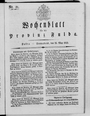 Nr. 21, Ausgabe vom 25. Mai 1833