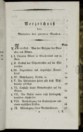 Verzeichniß der Materien des zweyten Bandes.