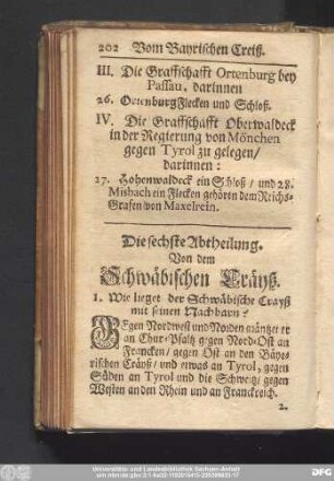 Die sechste Abtheilung. Von dem Schwäbischen Cräyß.