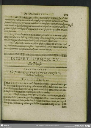Dissert. Harmon. XV. De Phtisi