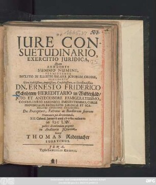 De Iure Consuetudinario, Exercitio Iuridica