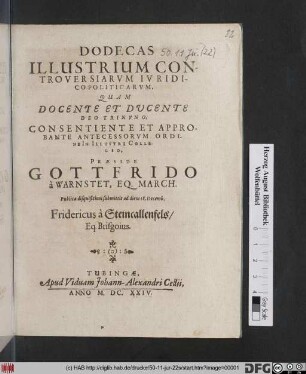Dodecas Illustrium Controversiarum Iuridico-Politicarum