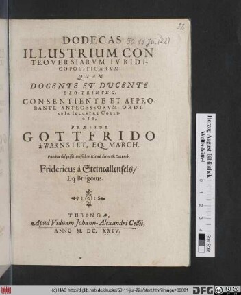 Dodecas Illustrium Controversiarum Iuridico-Politicarum