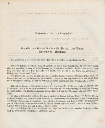 Gesetzesentwurf über den Kriegszustand