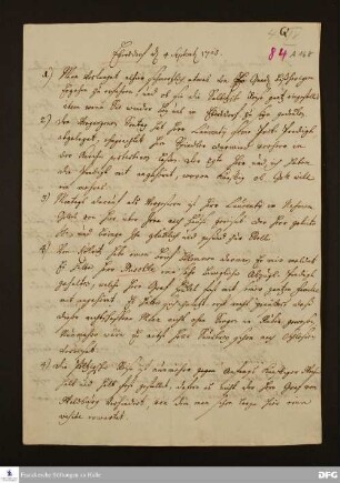 Brief von Ulrich Bogislaus von Bonin an Heinrich XXIII. v. Reuß-Lobenstein.