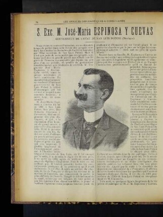 S. Exc. M. José-Maria ESPINOSA Y CUEVAS Gouverneur de l'etat de San Luis Potosi (Mexique)