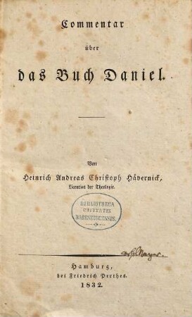 Commentar über das Buch Daniel