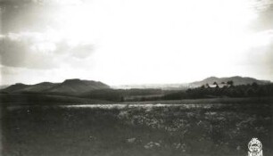Sächsische Schweiz. Blumenwiese auf der Ostrauer Ebenheit. Blick gegen Lasenstein, Kohlbornstein, Kleinhennersdorf und Kleinhennersdorfer Stein