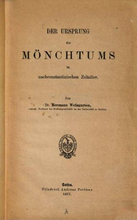 Der Ursprung des Mönchtums im nachconstantinischen Zeitalter