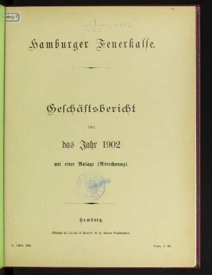 1902: Geschäftsbericht