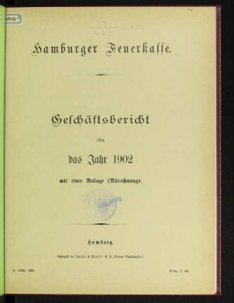 1902: Geschäftsbericht
