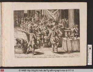 Alexander in convivio laetus Antipatri preattione veneno sumpto inter potandum in Babylone extinguitur.