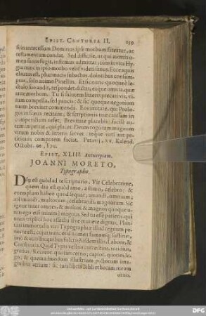 Epist. XLIII. Antverpiam. Joanni Moreto, Typographo.