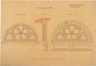 Voit, August von; Weißenhorn; Pfarrkirche - Westportal - Bogenfüllung (Ansichten, Querschnitt)