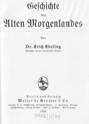 Geschichte des Alten Morgenlandes