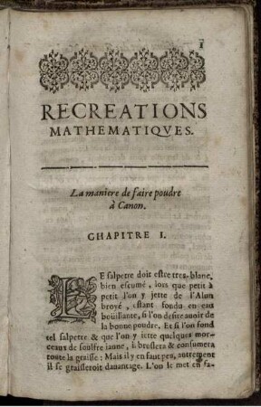Recreations Mathematiques.
