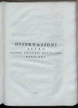 Osservazioni Sopra Alcuni Poligoni Rettilinei Regolari