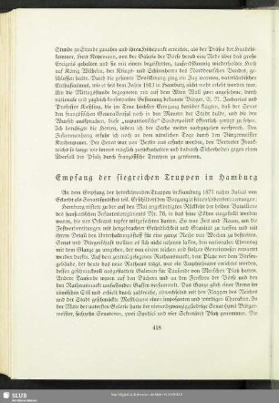 Empfang der siegreichen Truppen in Hamburg