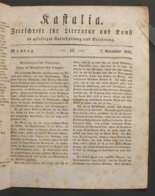 Ausgabe vom 3. November 1831.