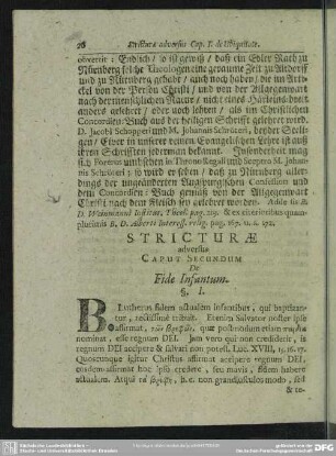 Stricturae adversus Caput Secundum De Fide Infantum