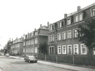 Dresden-Mickten, Herbststraße 1-7. Wohnhäuser. Blick nach Südwesten