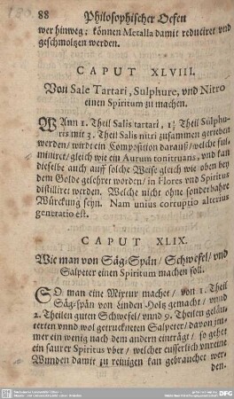 CAPUT XLIX. Wie man von Säg-Spän/Schwefel/und Salpeter einen Spiritum machen soll.