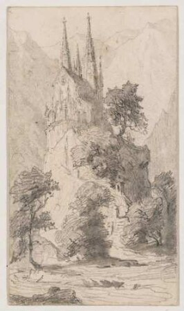 Gotische Kirche auf einem Felsen