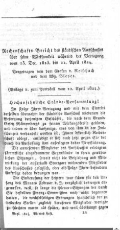 Rechenschafts-Bericht des ständischen Ausschusses 1823-1824