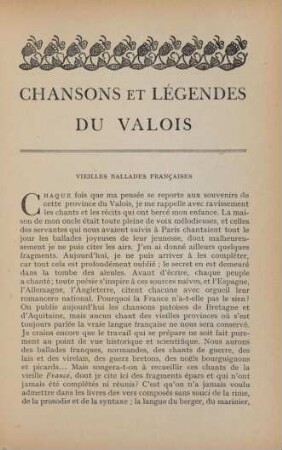 Chansons et légendes du Valois