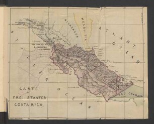 Carte des Freistaates Costa Rica.