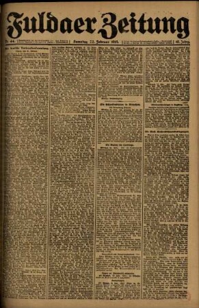 Erste Ausgabe vom Samstag, den 22. Februar 1919.