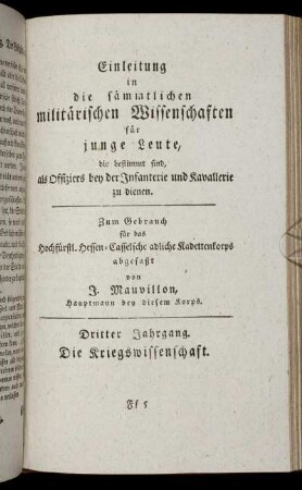 Die Kriegswissenschaft.