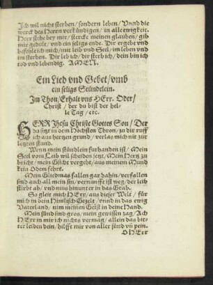 Ein Lied und Gebet/ umb ein seligs Stündelein.