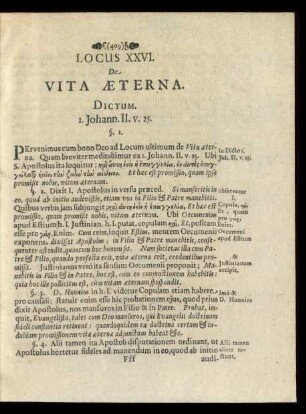 Locus XXVI. De Vita Aeterna