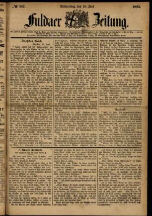 Ausgabe vom Donnerstag, den 25. Juni 1885.