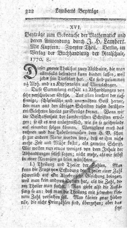 Beyträge zum Gebrauche der Mathematik und deren Anwendung. T.2.