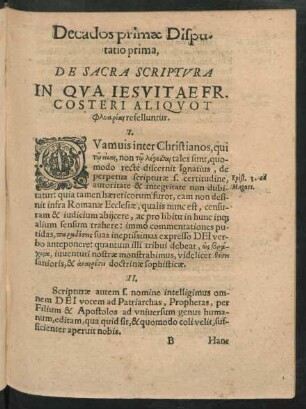 Disputatio prima, De Sacra Scriptura ...