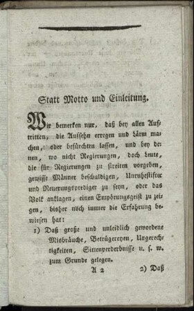 Statt Motto und Einleitung.