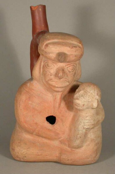 Seated anthropomorphic figure with child