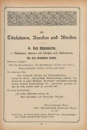 III. Titulaturen, Anreden und Adressen