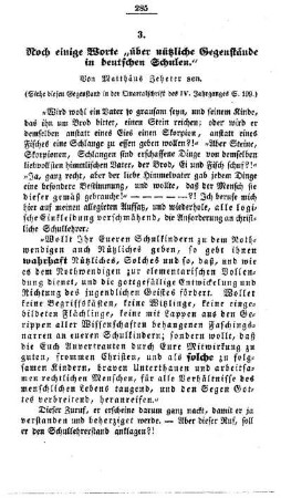 Noch einige Worte " über nützliche Gegenstände in deutschen Schulen."